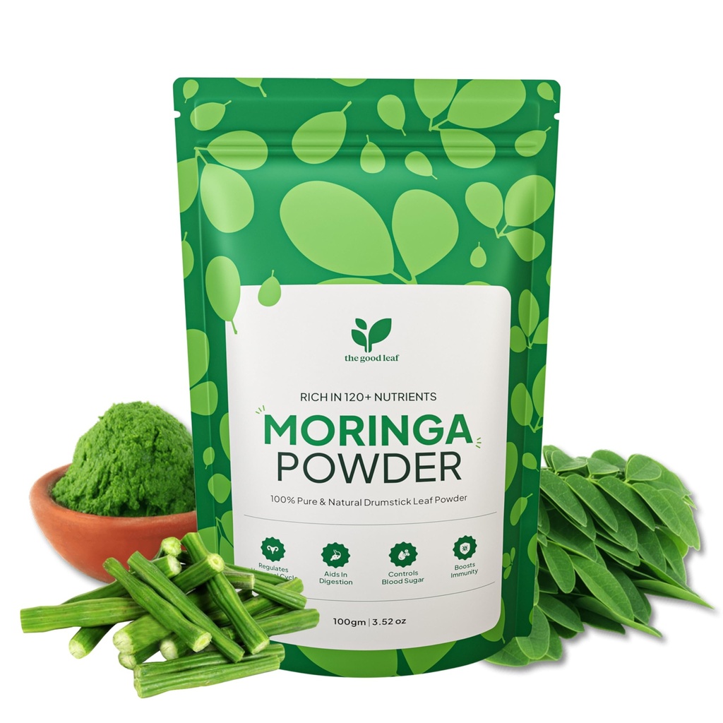 Moringa Powder - 100g | 100% Natural Superfood with 120+ Nutrients, Antioxidants & Vitamins | Supports PCOS, Skin & Hair Health, Digestion & Immunity | Vegan & Preservative-Free