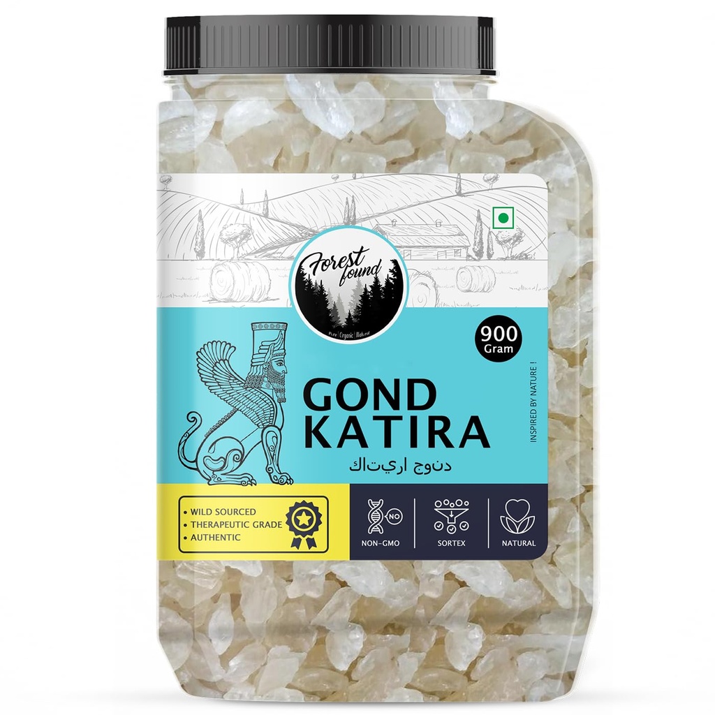 Forest Found Wild Gond Katira 900g | Natural Tragacanth Gum | Edible Gum for Cooling Properties for Summer Drinks, Desserts & Shakes | Body Cooling Ayurvedic Superfood