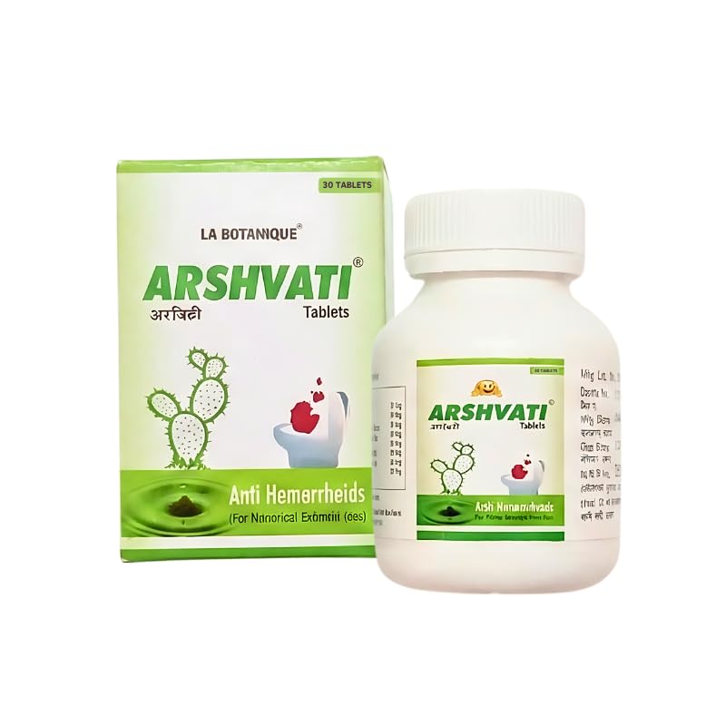LA BOTANIQUE Arshvati Ayurvedic Tablets for Piles, Bleeding, & Digestive Health | Herbal Relief with Neem, Kutki, Nagkesar, Harad & Saunf | Natural Gut Support