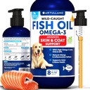 Omega 3 Fish Oil for Dogs - Better Than Salmon Oil - Skin and Coat Defense Liquid Supplement for Allergy Relief - High EPA & DHA for Shedding, Mobility, Itching, Joint & Bone Health Support - 8 FL OZ