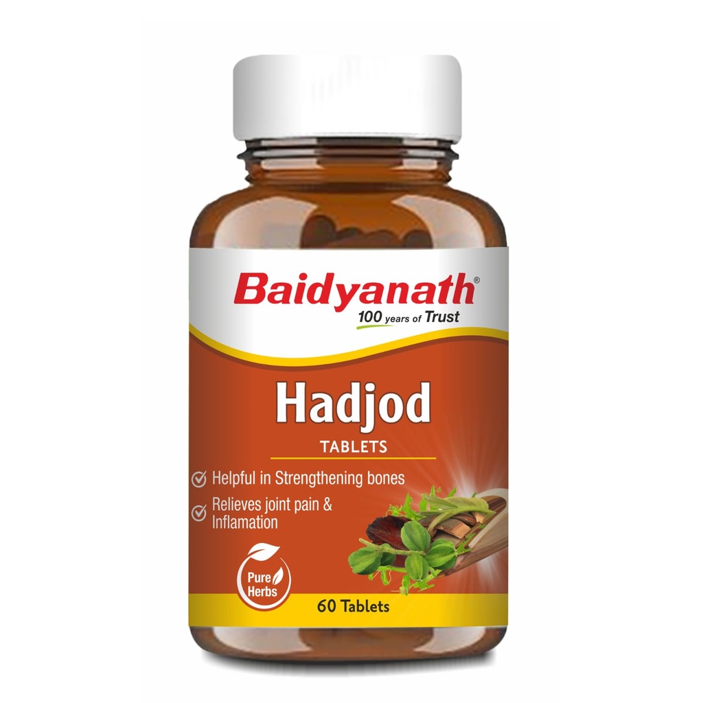 Baidyanath Ayurved Hadjod - 60 Tabs | Pure Natural Ayurved Tablets | For Joint Health, Wellness Tablets | Helps in Weight And Bone Support
