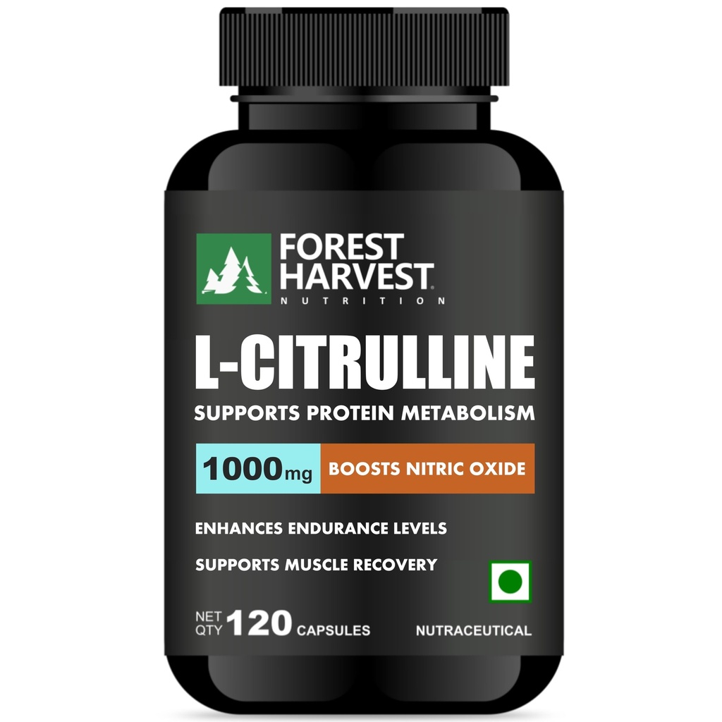L-Citrulline | 120 Veg Capsules | 1000 mg per Serving | WHO-GMP, HACCP & ISO Certified