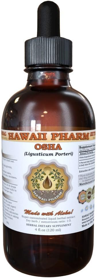 Hawaii Pharm OSHA (Ligusticum porteri) Liquid Extract, Tincture, Herbal Supplement, Made in USA, 2 fl.oz