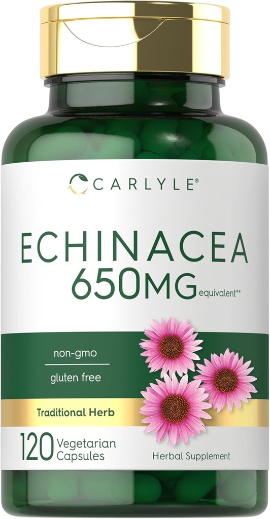 Carlyle Echinacea | 650mg | 120 Capsules | Vegetarian, Non-GMO & Gluten Free Supplement