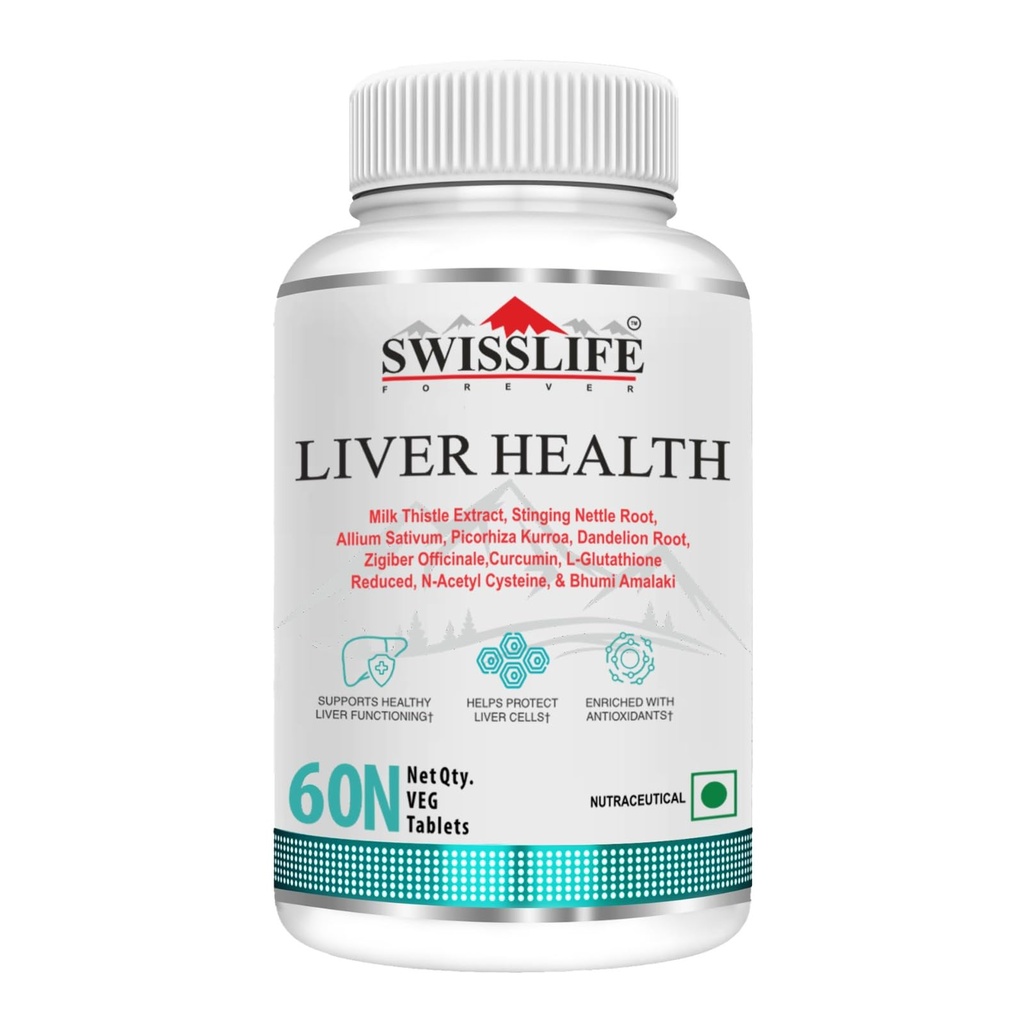 SwissLife Forever Liver Detox & Fatty Liver Support Tablets, 60 Veg