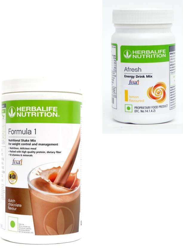 HERBALIFE Weight Loss Combo With Formula 1 Shake mix Chocolate Flavor With Afresh Energy Drink Lemon Flavor Combo (550 Grams)