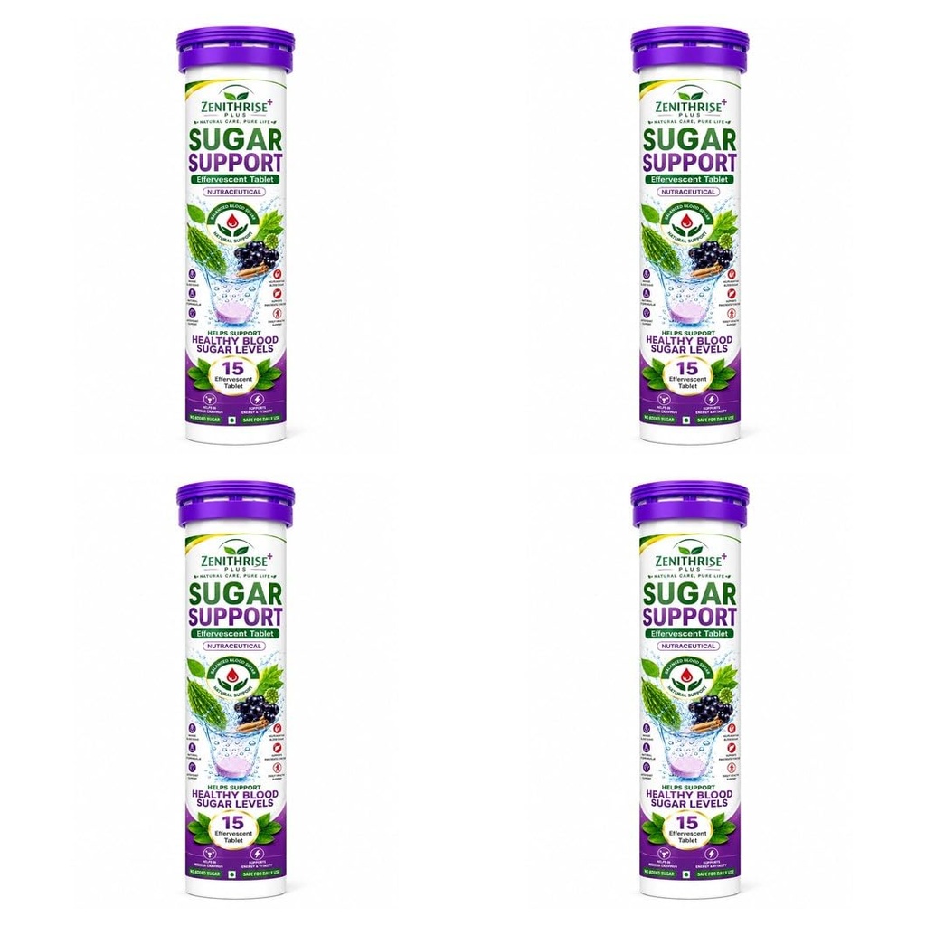 Zenithrise Plus Sugar Support Effervescent Tablet Pack of 4 (4x15 Tablets)