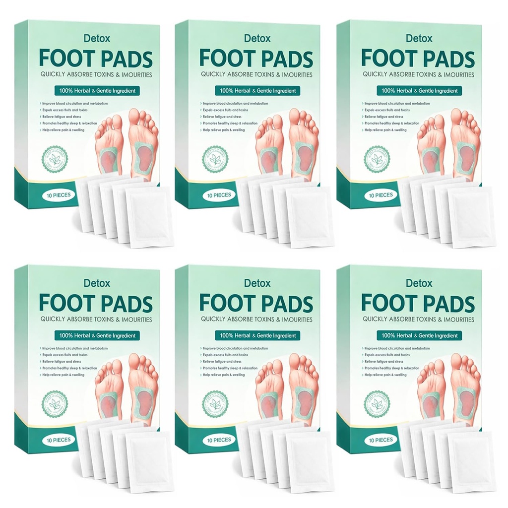 Herbal And Gentle Premium Detox Foot Patches (60 - Pcs) | Natural Ingredients for Sleep Aid, Pain Relief, Toxin Removal with Bamboo Vinegar and Acupoint Micro-Massage Technology