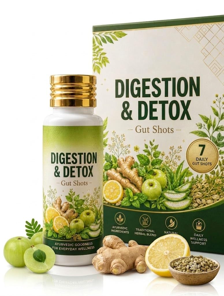 Digestion Detox Gut Shot | Herbal Daily Wellness Liquid | Botanical Digestive Wellness Drink | Easy-to-Drink Gut Lifestyle Support Formula | Convenient Liquid Wellness Shot for Men & Women