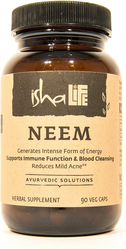 ISHA Organic Neem Supplement — Natural Ayurvedic Herbal Cleanser and Purifier: Boosts Immunity - 90 Vegetarian Capsules, 900 mg Each