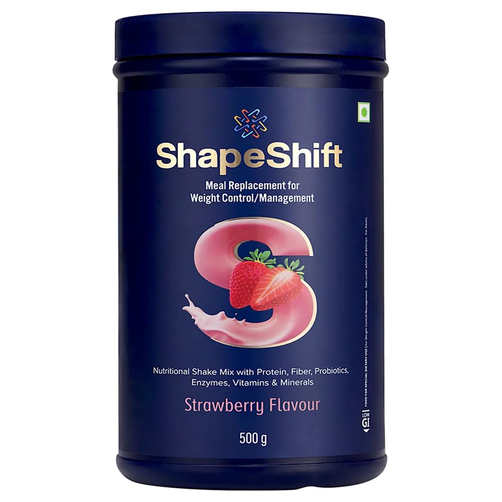 ShapeShift Meal Replacement Shake, Strawberry Flavour, with Protein, Fibre, Probiotics, Enzymes, Vitamins & Minerals, 500 g