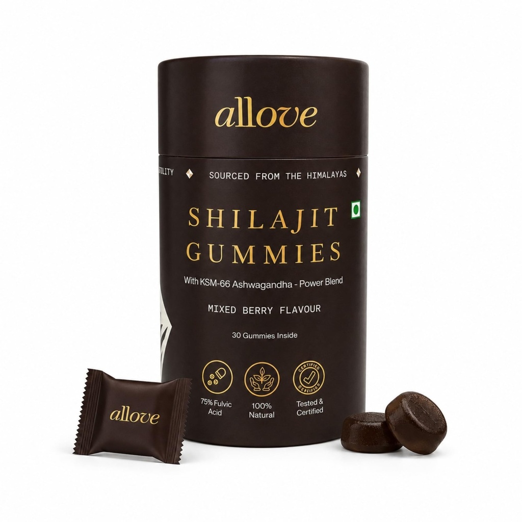Allove Shilajit Gummies with KSM-66 Ashwagandha| 30 Gummies | Mixed Berry