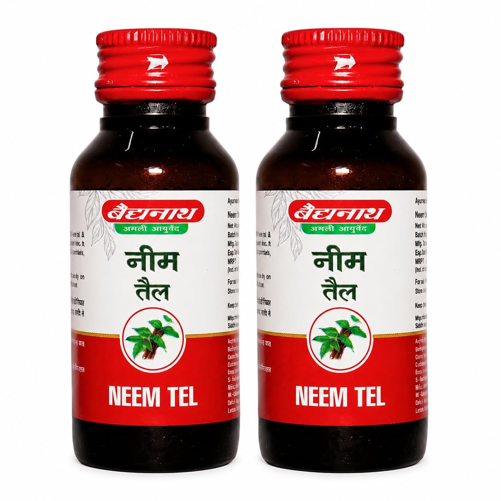 Baidyanath Asli Ayurved Neem Oil – 50 ml Each, Pack of 2 | Ayurvedic Skin, Scalp & Hair Care Oil