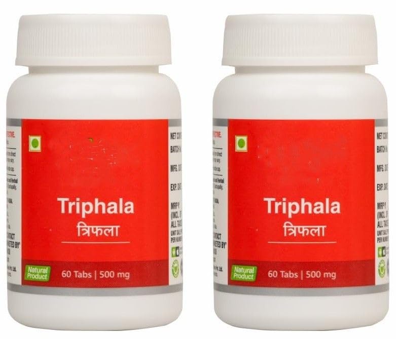 Sri Sri Triphla Tablets, Herbal Supplement, for Digestive Health 500Mg,Tablet - 60Count (Pack of 2)
