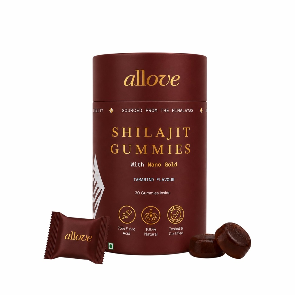 Allove Shilajit Gummies 250mg with Nano Gold | 30 Gummies | Tamarind
