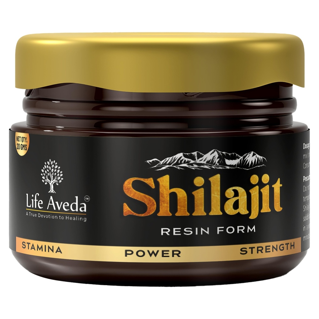 Life Aveda Himalayan Shilajit/Shilajeet Resin (20g) - 500mg Per Serving | 100% Ayurvedic | 80+ Minerals with 75% Fulvic Acid