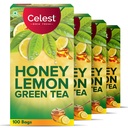 Celest Lemon and Honey Green Tea 100 Tea Bags | Immunity Support | Refreshing & Energizing | Pack of 4