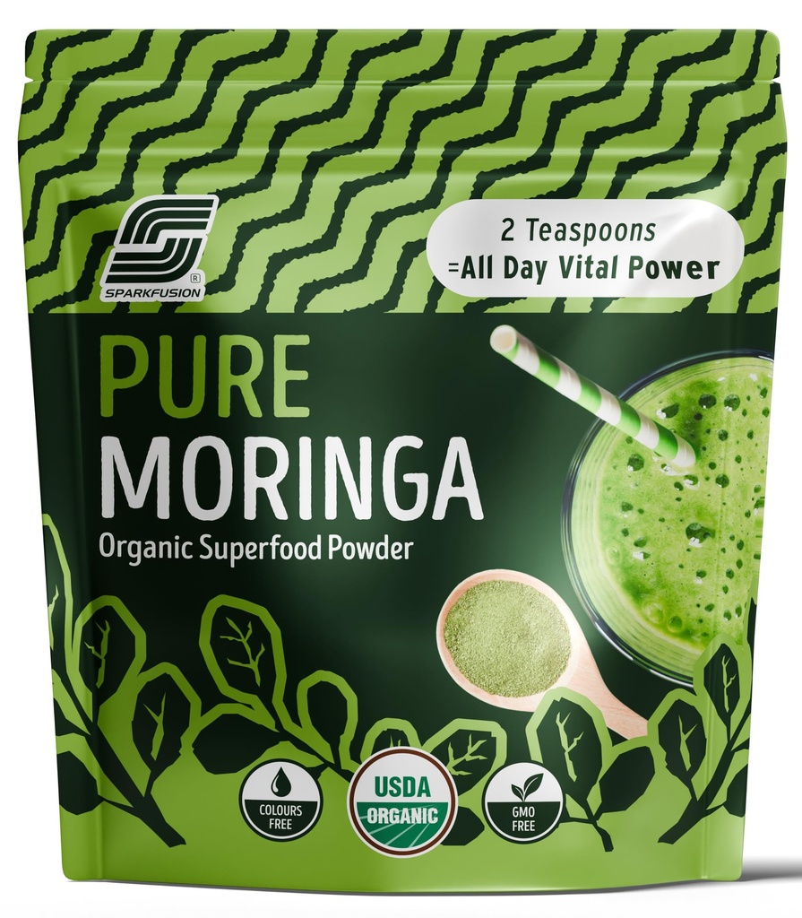 Sparkfusion 100% Organic Moringa Powder | 200g | Ayurvedic Superfood | Power House Of Natural Multivitamins & Antioxidants | Good For Digestion, Energy, Immunity, Weight Loss For Men & Women