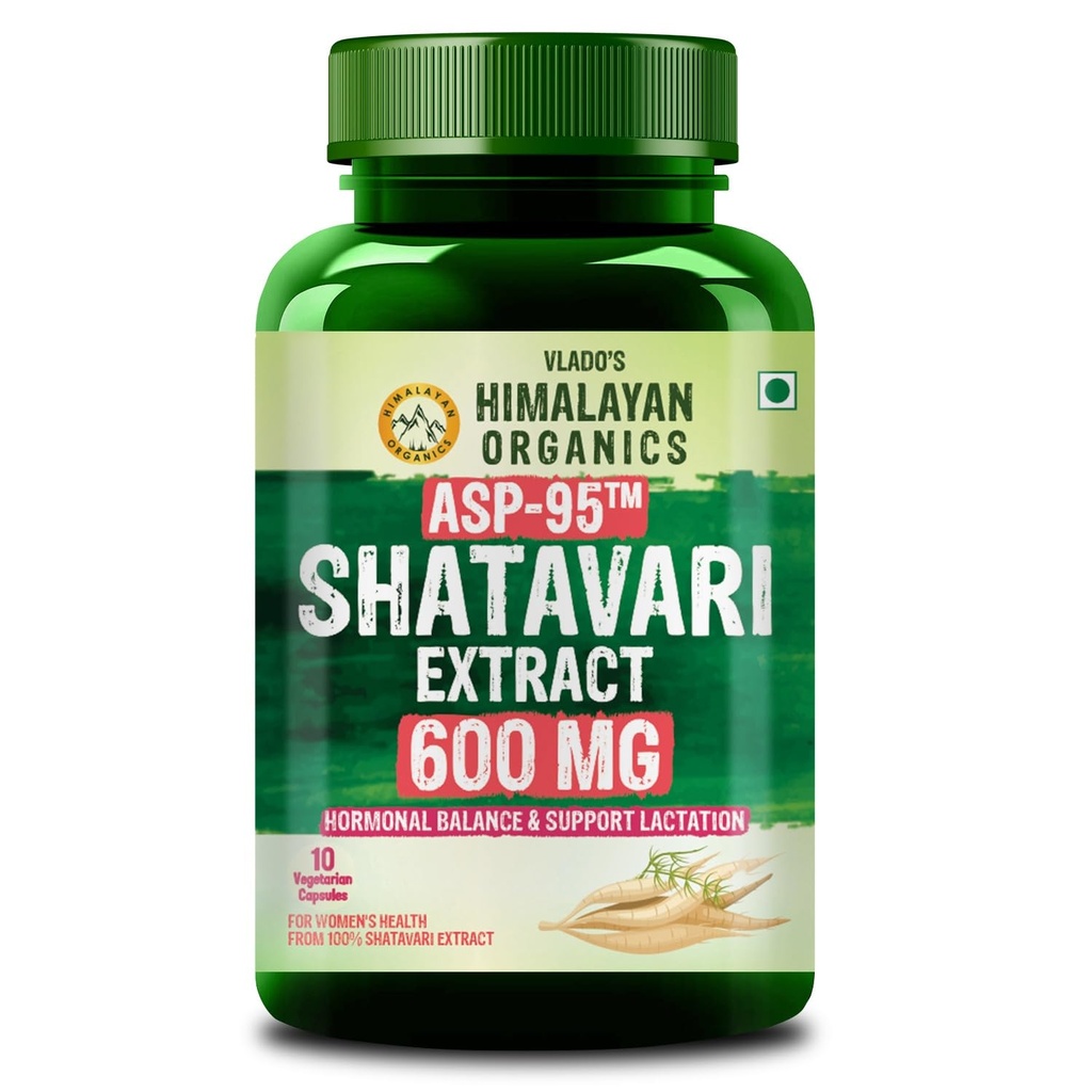 Vlado's Himalayan Organics Shatavari Extract 600 Mg Supplement for Women’s Hormone Balance & Wellness | Boosts Immunity, Supports Digestion & Overall Vitality - small pack
