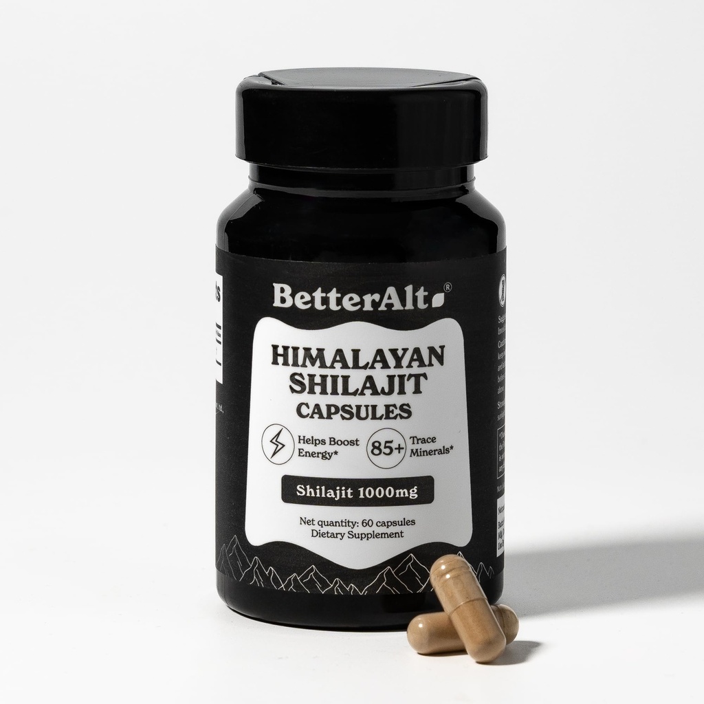 Better Alt Shilajit/Shilajeet Capsules | Lab-Tested for Purity | Helps Improve Energy & Stamina| 100% Pure Shilajit |With 85 Essential minerals | 60 Capsules