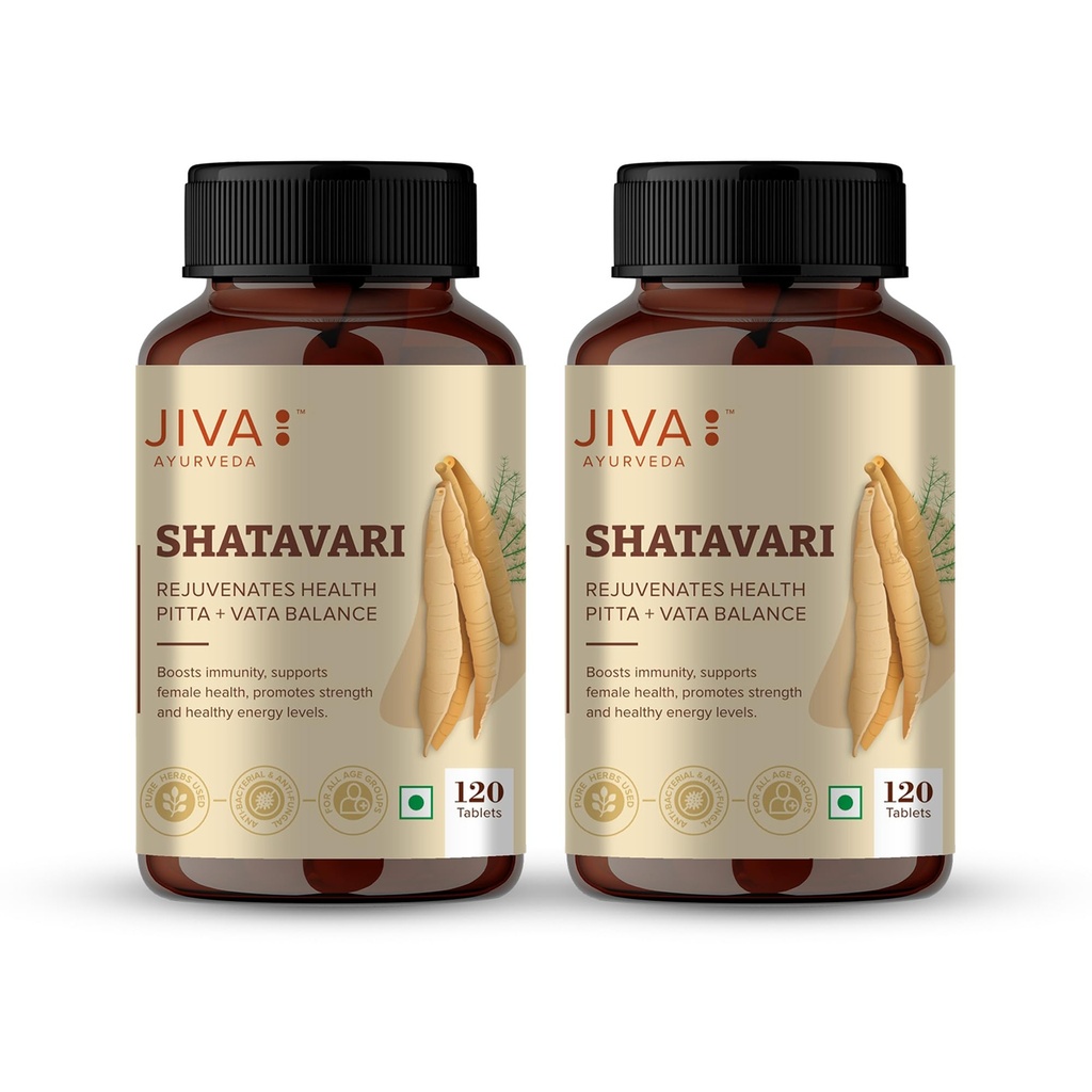 Jiva Shatavari Tablets 500gm | 100% Pure & Natural | Helps to Booss Immunity | Goodness of Shatavari, Babool, Maize & Starch | For Men & Women - 120 Tablets (Pack of 2)