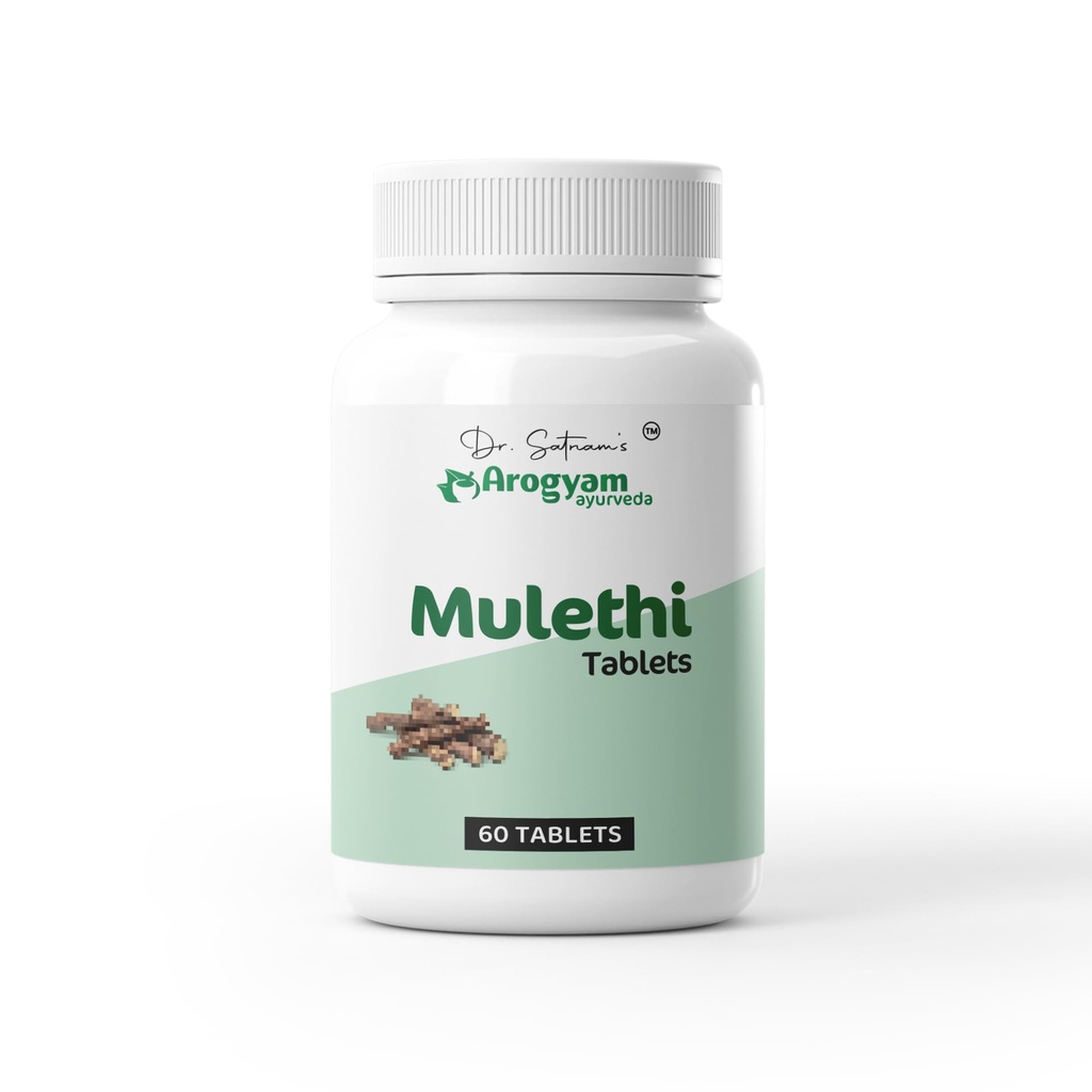 Dr. Satnam's Arogyam Ayurveda Mulethi (Yashtimadhu) Extract Tablets 500mg | Licorice Herbal Supplement for Throat Comfort, Voice Clarity & Respiratory Wellness | 60 Tablets