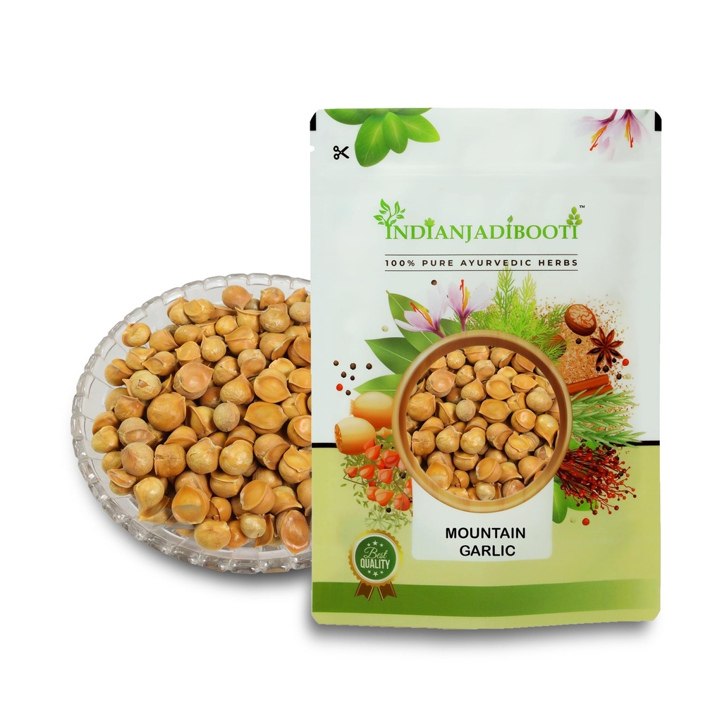 IndianJadiBooti Kashmiri Lehsun (Snow Mountain Single Clove Garlic) | Premium Pahadi Garlic for Cardiovascular Support, Immune Resilience & Culinary Warmth (50gram)