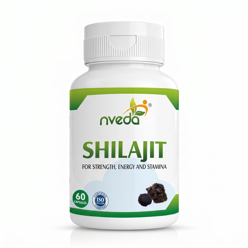 Nveda Shilajit Capsules for Men | Ayurvedic Shilajit Supplement for Stamina, Strength & Energy | Performance, Vitality & Immunity Support | Natural Shilajit Capsules | 60 Capsules