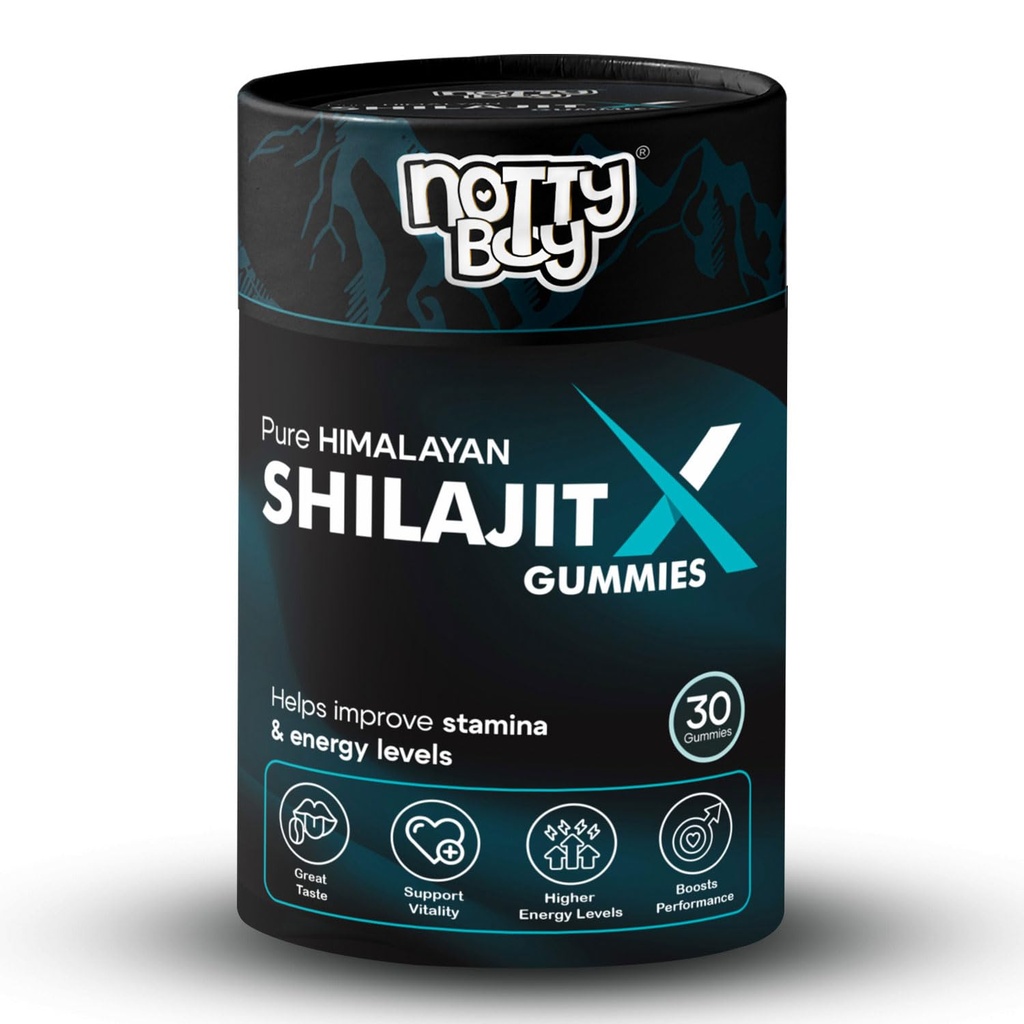 NottyBoy Pure Himalayan Shilajeet Gummies with 75% Fulvic Acid | Helps Improve Performance, Strength and Energy Levels | No Added Sugar | Pack of 30