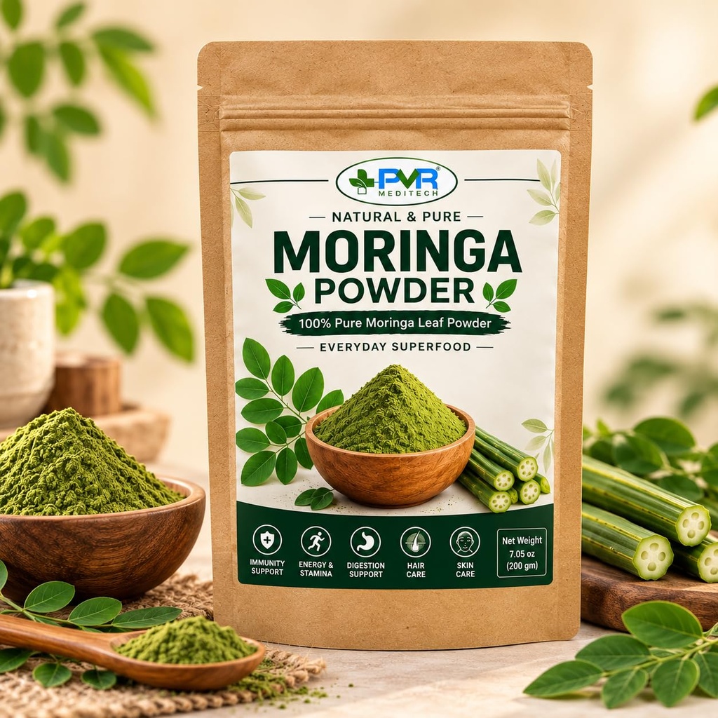 Moringa Powder 200g, Pure Moringa Leaf Powder, Natural Superfood, No Preservatives, for Smoothies, Water, Tea and Daily Nutrition