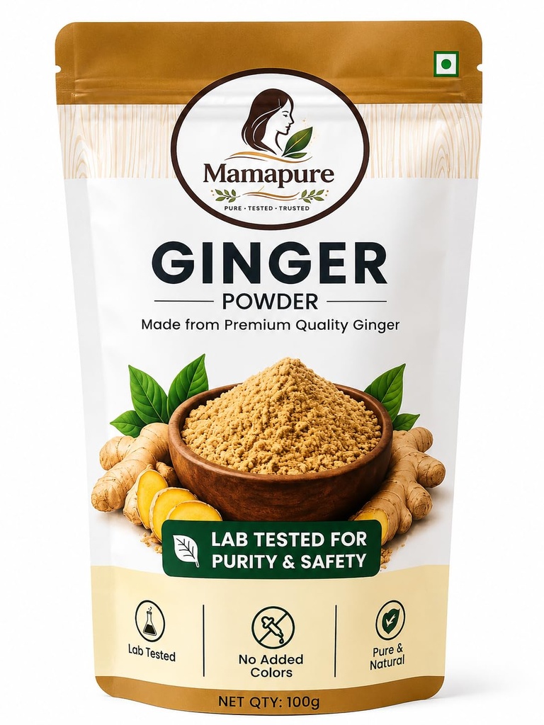 Mama Pure Premium Ginger Powder (100g Each, Pack of 1) | Lab Tested for Purity & Safety | Healthy, Natural Aroma & Authentic Flavor | Ideal for Tea, Kadha, Baking, Cooking, Seasoning & Recipes