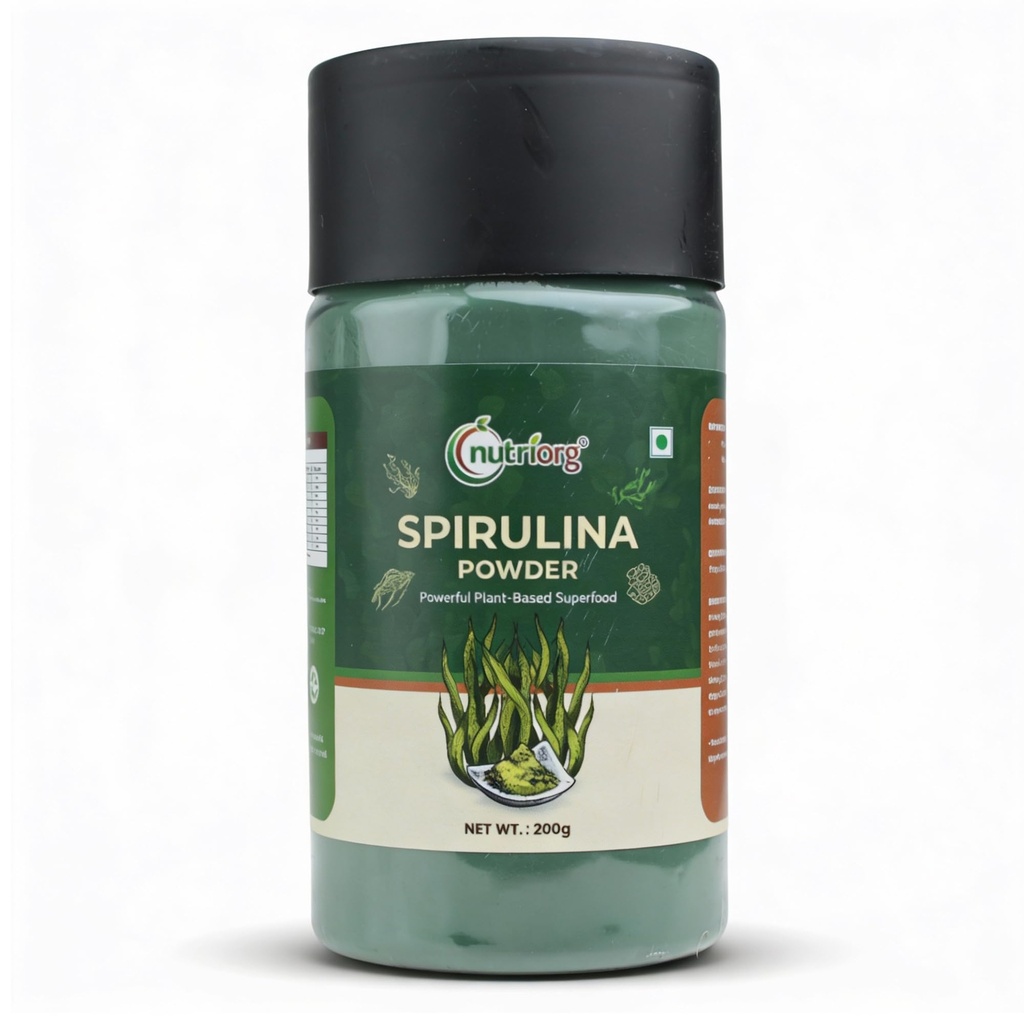 Nutriorg Organic Spirulina Powder - 200g | Protein-Rich Algae Superfood | Boosts Immunity & Energy | Vegan, Non-GMO | Antioxidant Rich