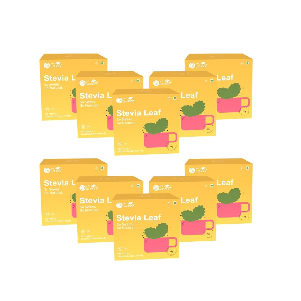 So Sweet Stevia Leaf Sugar Free Natural Zero Calorie Sweetener 250gm (Pack of 10)