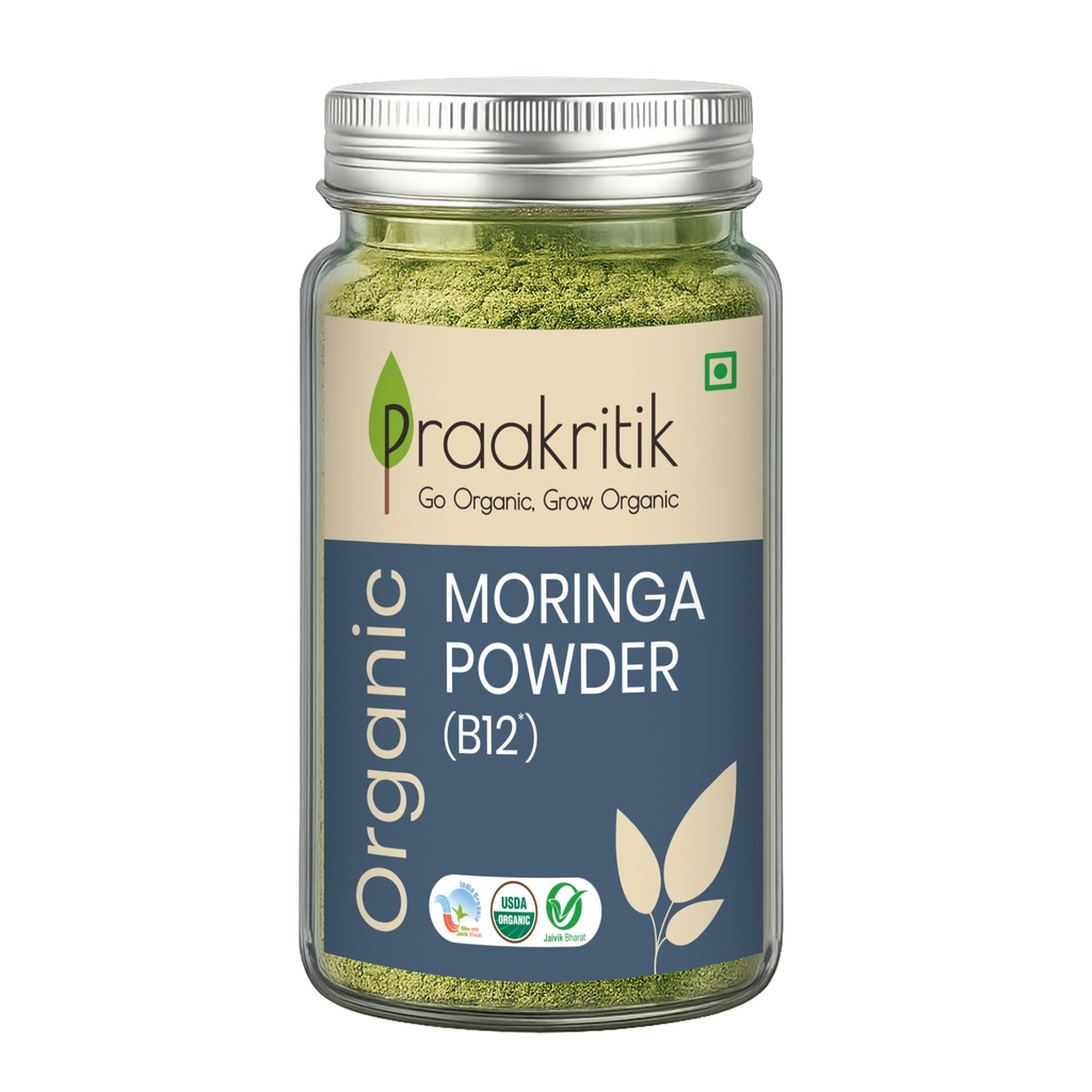 Praakrithik Organic Moringa Powder 100g Natural, Preservative-Free Superfood, Good for Immunity, Digestion, Skin & Hair Care, Organic Moringa Powder India