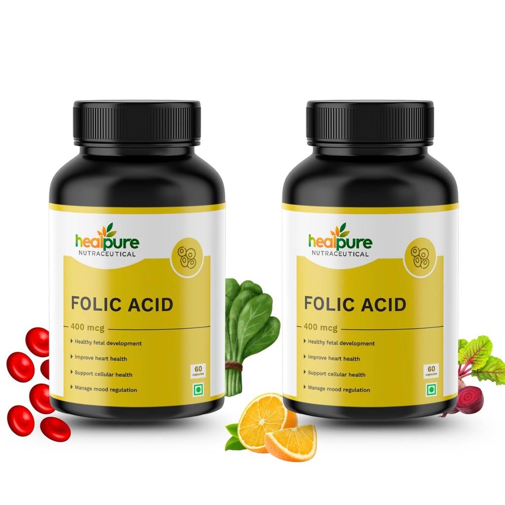 Folic Acid 400 mcg - 60 Capsules (Pack of 2)