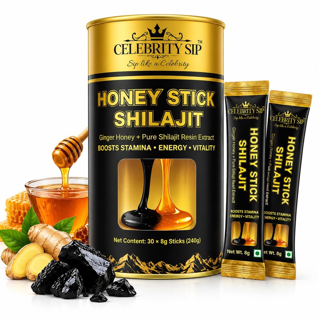 GVSK Shilajit Honey Sticks with Fulvic Acid & Minerals, Natural Honey Based Wellness Supplement for Men & Women, 30 Sticks, 8g Each, 240g