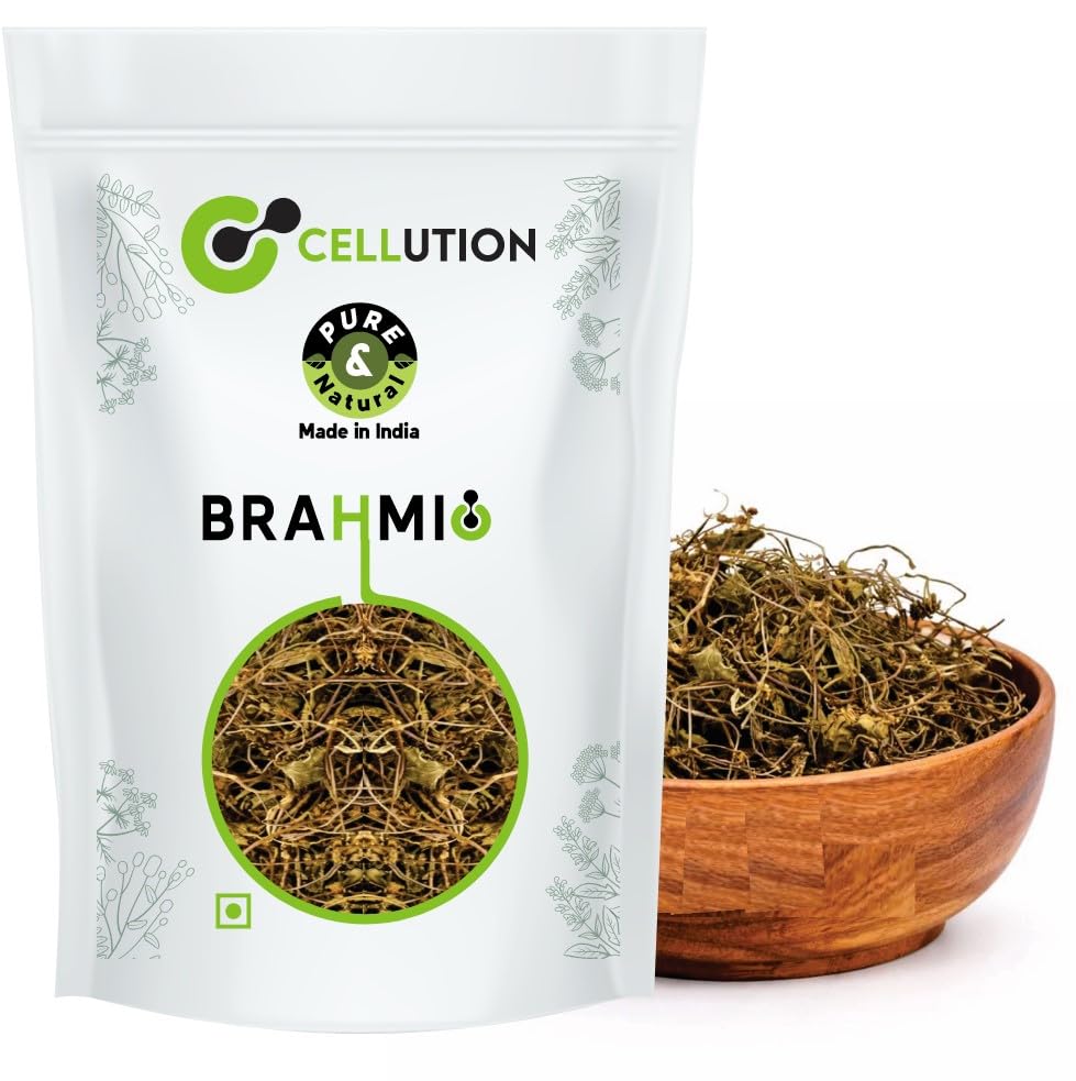 CELLUTION Dry Brahmi Leaves 100gm | Natural Sun-Dried Bacopa Monnieri | For Calm Herbal Tea | Ayurveda & DIY Use (100 Grams)