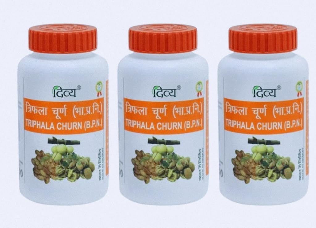 Divy Triphala Churna Ayurvedic Herbal Supplement, 100g Bottles, Pack of 3, Total 300g