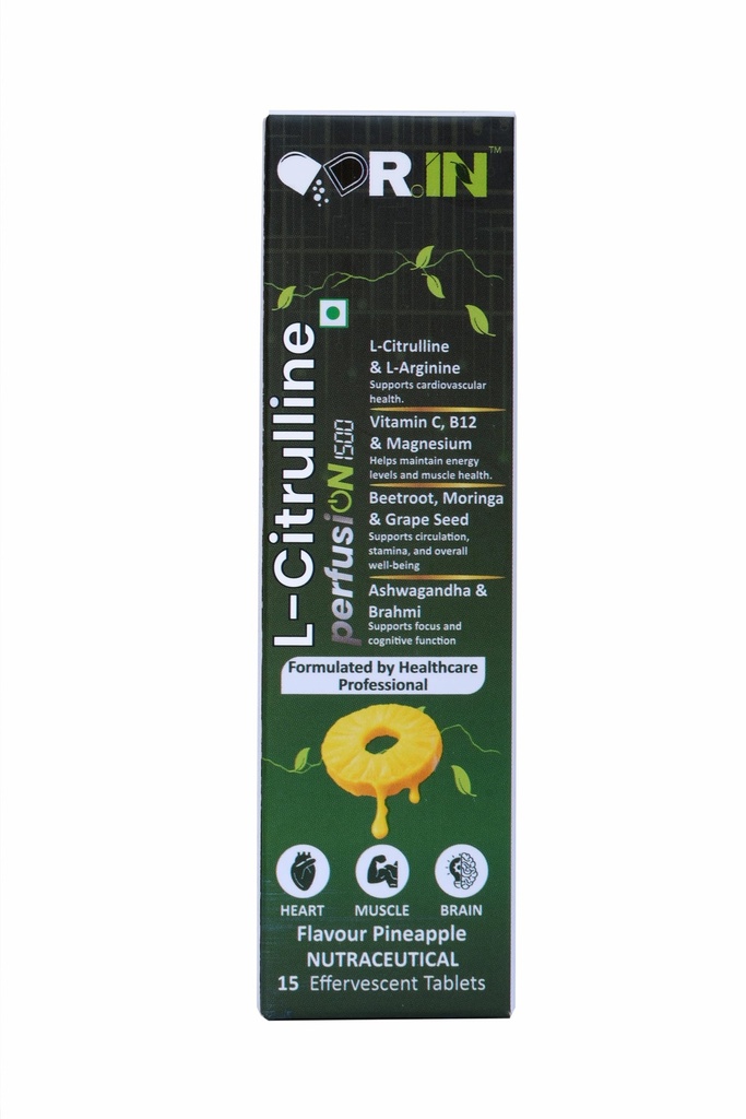 DR.IN L-Citrulline 1000mg L-Arginine 500mg Effervescent Tablets, 15ct