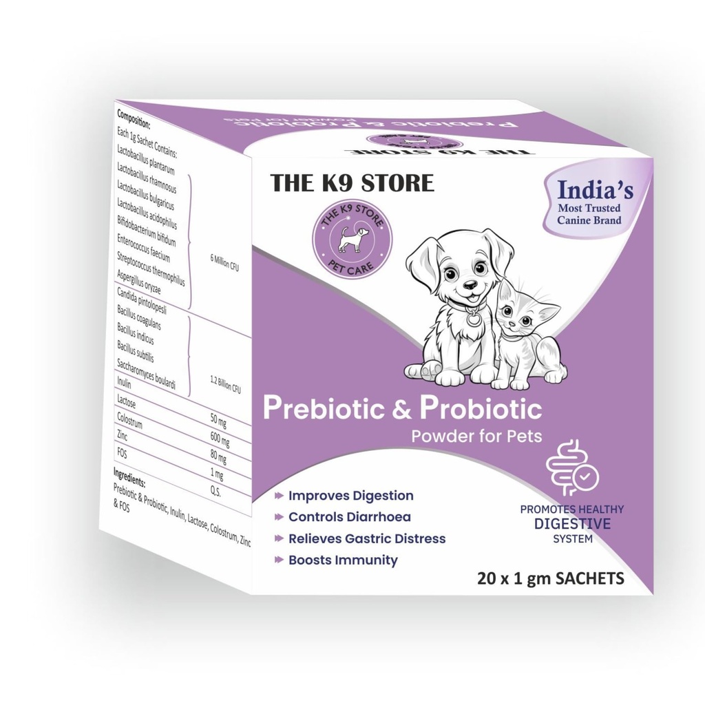 Prebiotics & Probiotics for Dogs & Cats | Gut Health Supplement Powder for Digestive Support | Supports Healthy Digestion, Balanced Gut Flora & Immunity | Dog & Cat Supplement