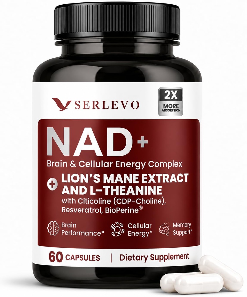 NAD+ Supplement 300mg - 2X More Absorption - with Lions Mane & L theanine