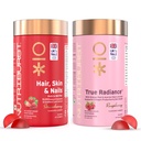 Nutriburst Super Beauty Combo : Biotin Gummies for Healthy Hair, Skin & Nails + True Radiance Collagen Builder Gummies | Stronger Hair & Glowing Skin | No Added Sugar (Pack of 2X60)