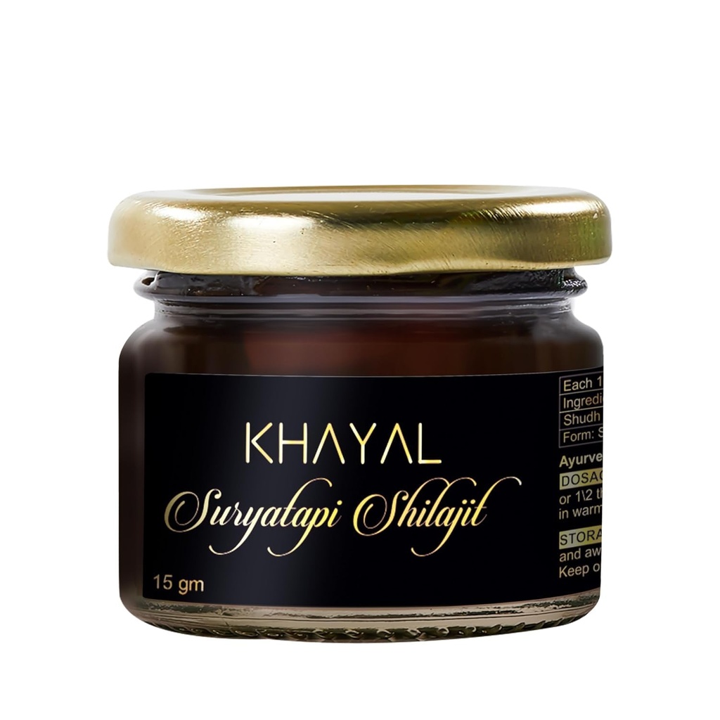 Khayal Suryatapi Pure Himalayan Shilajeet Resin | 500mg Serving | Natural Energy, Stamina & Vitality Support | For Men & Women (15 gm)