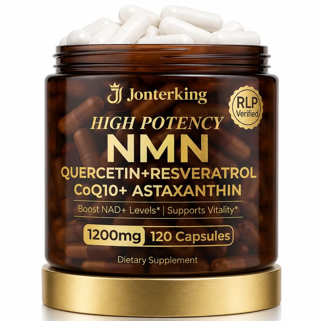 NMN Supplement, 1200mg Per Serving, 120 Capsules, 600mg NMN,Beta Nicotinamide Mononucleotide with Quercetin, Resveratrol, CoQ10 & Astaxanthin, Daily Supplement Formula, 60 Serving