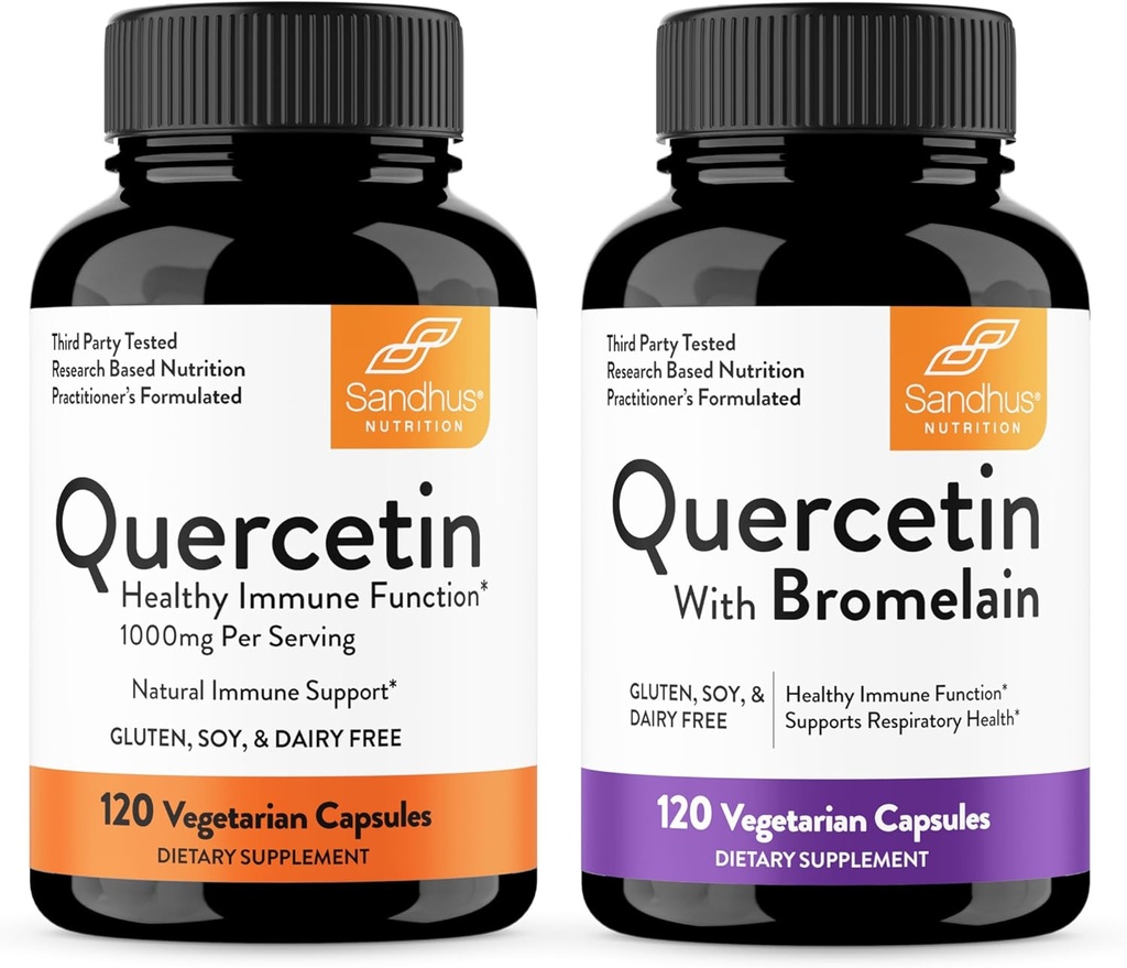 Sandhu's Quercetin 1000mg & Quercetin with Bromelain 1000mg Per Serving Bioflavonoids Supplement Complex| Supports Immune Health for Men & Women