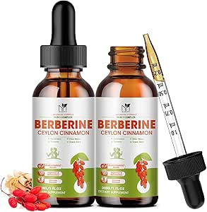 Berberine Supplement Liquid Drops, Berberine 1500mg with Ceylon Cinnamon, Turmeric, Resveratrol, Bitter Melon, Vegan Supplement, Supports Immune System & Digestive System - 2 FL Oz