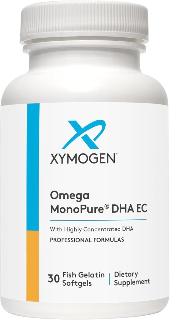 XYMOGEN Omega MonoPure DHA EC - Highly Concentrated DHA Fish Oil - Omega-3 Supplement for Cardiovascular, Immune + Cognitive Support (30 Softgels)