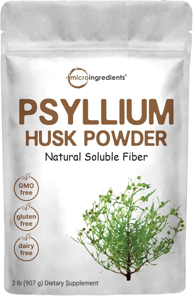 Micro Ingredients Psyllium Husk Powder, 2lbs (32oz) | Daily Soluble Fiber Supplement | India Origin | Natural Prebiotics & Probiotics | Supports Digestive Health|Non-GMO, Keto Friendly, Vegan