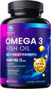 Omega 3 Fish Oil 2400 mg Supplement, Sustainably Sourced, Triple Strength Omega-3 Supplement Softgels, Brain Health Support, EPA & DHA Fish Oil Fatty Acids Supplements, Gluten & GMO Free, 120 Softgels