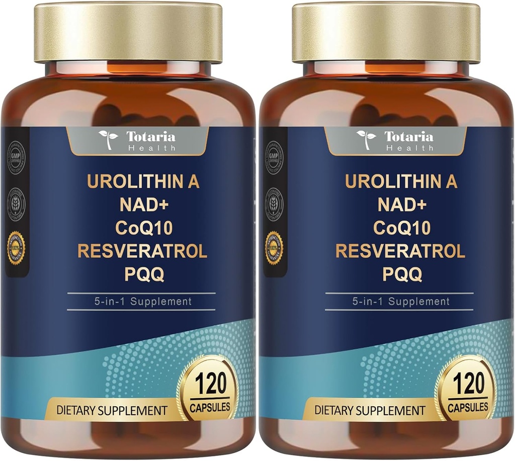 Totaria Urolithin A Supplement 1000mg with NAD,CoQ10,Supplement for Women 120 Softgels for Muscle Energy Antioxidants(Pack of 2)